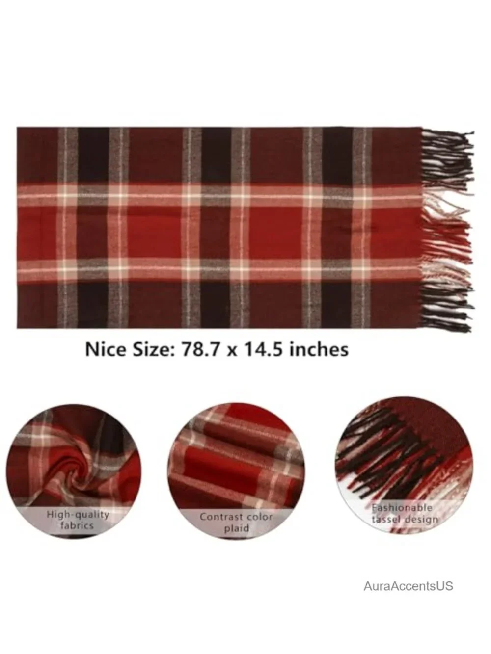 Soft Tartan Plaid Scarf Shawl Wrap Winter Warm Acrylic Cashmere Blend